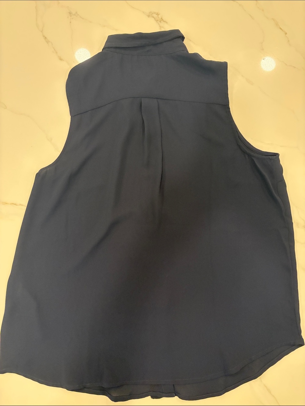 Banana Republic Dark Navy Sleeveless Button-Down Blouse - Picture 5 of 7